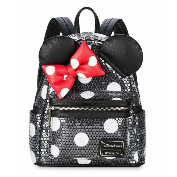 Loungefly Handbags - Disney Parks Loungefly Black Minnie Mouse Sequin Mini Backpack Polka Dot Travel‎